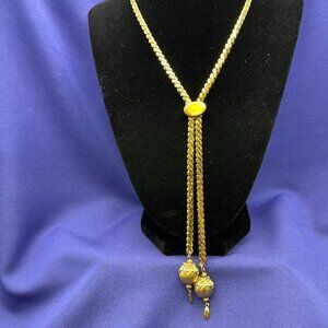 VTG Monet Bolero/Lariat Style Gold-Tone Slider Tassel Necklace